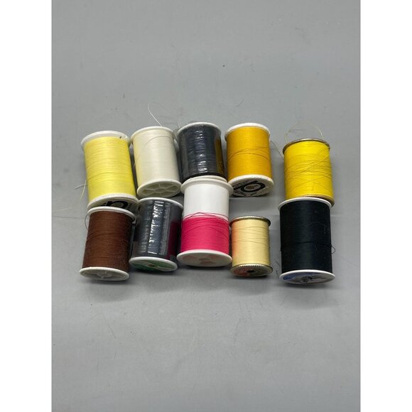 10 spools of polyester thread varying colors and sizes yellow white READ - Picture 3 of 6